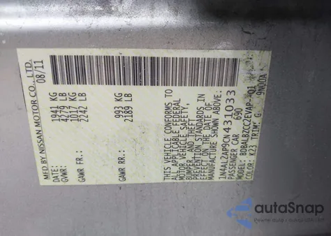 2012 Nissan Altima 2.5 S z USA, uszkodzony, nr VIN 1N4AL2AP9CN431033